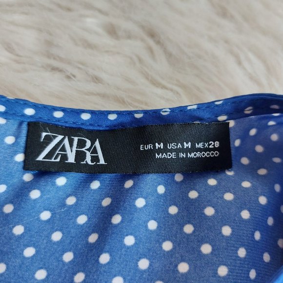 Zara Women's Blue White Dots Short Sleeves Bow Belted Jumpsuit Size: M - Picture 7 of 10